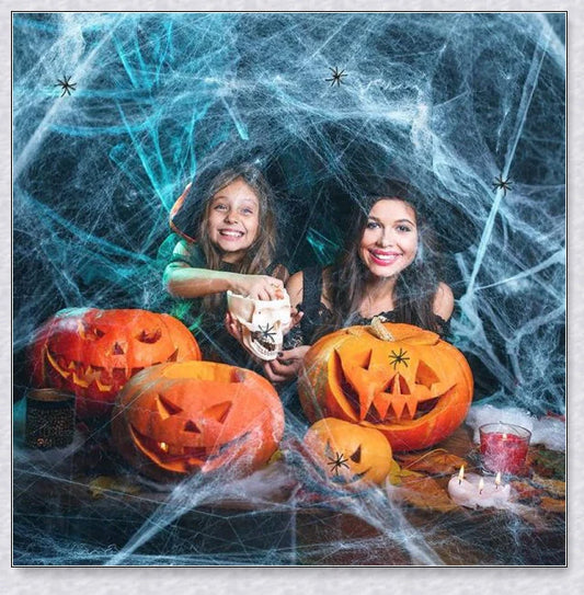 Webovers Halloween Super Stretch Spider Web - Realistic and Reusable Decoration for Haunted House and Yard