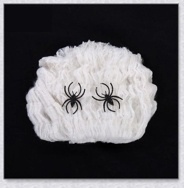 Webovers Halloween Super Stretch Spider Web - Realistic and Reusable Decoration for Haunted House and Yard
