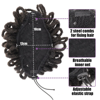 African Wig Bun Hair Bag with Drawstring for Dreadlocks and Afro Hairstyles