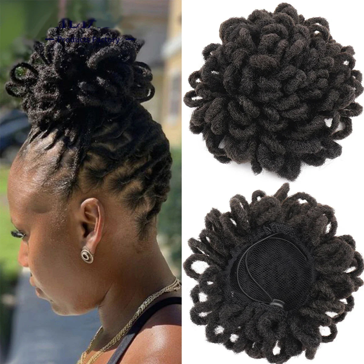 African Wig Bun Hair Bag with Drawstring for Dreadlocks and Afro Hairstyles