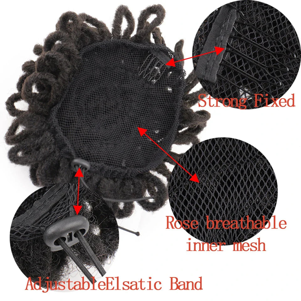 African Wig Bun Hair Bag with Drawstring for Dreadlocks and Afro Hairstyles