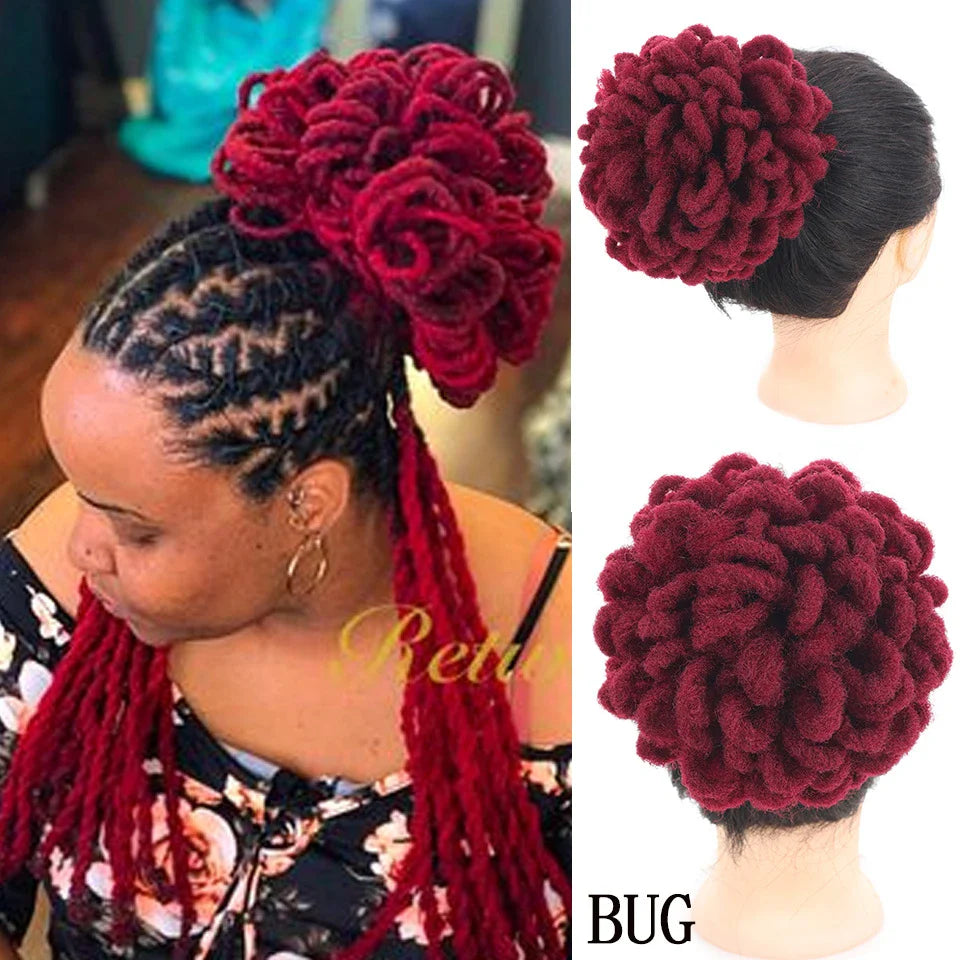 African Wig Bun Hair Bag with Drawstring for Dreadlocks and Afro Hairstyles