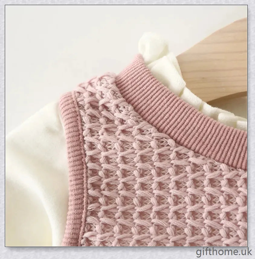 Soft, premium cotton baby girl dress with charming bow detail and cosy corduroy fabric