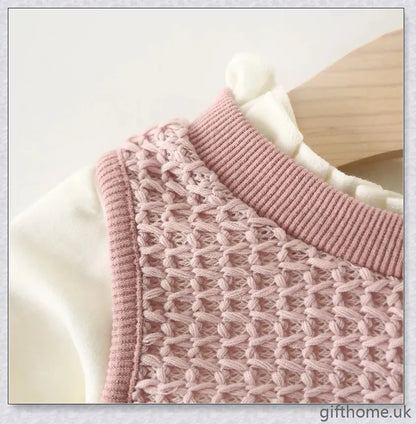 Soft, premium cotton baby girl dress with charming bow detail and cosy corduroy fabric