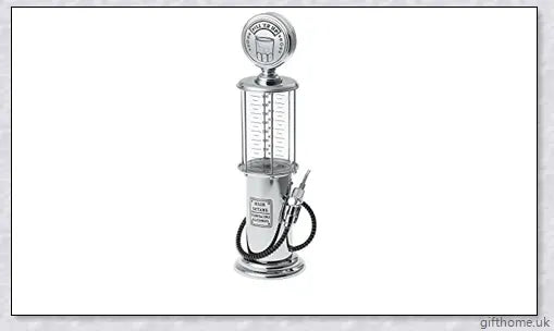 A red vintage-inspired gas pump drink dispenser with a tight-fitting stopper and a stable round base.