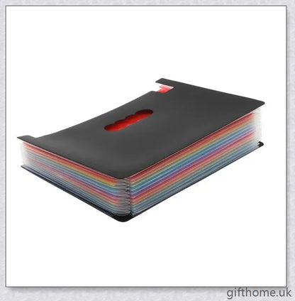 Premium 12-pocket expanding files folder in black, grey, and navy blue colours for organised document storage and workspace management