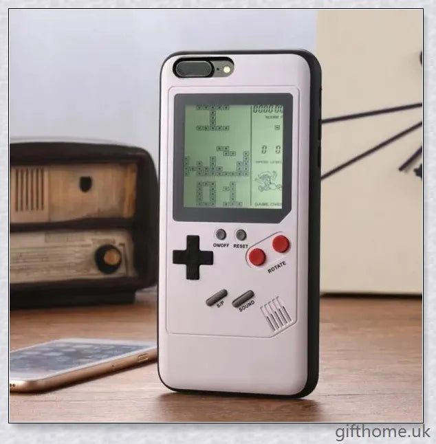 Gameboy-inspired iPhone case with retro gaming controls and screen