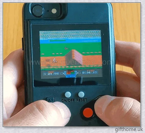 Gameboy-inspired iPhone case with retro gaming controls and screen