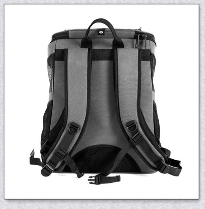 A versatile cat backpack designed to accommodate larger 'big boned' cats, two medium-sized cats, or multiple kittens, with breathable mesh panels and a secure clip and bungee system.