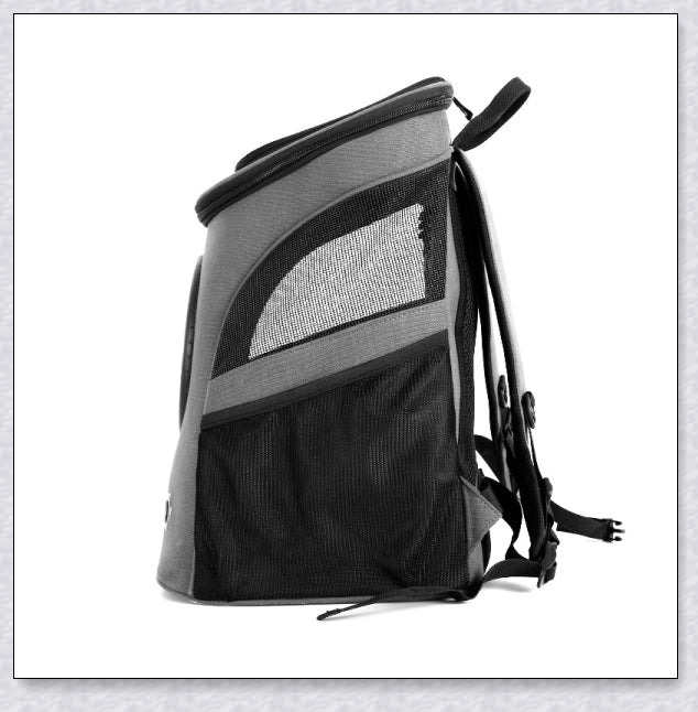 A versatile cat backpack designed to accommodate larger 'big boned' cats, two medium-sized cats, or multiple kittens, with breathable mesh panels and a secure clip and bungee system.