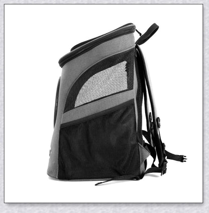 A versatile cat backpack designed to accommodate larger 'big boned' cats, two medium-sized cats, or multiple kittens, with breathable mesh panels and a secure clip and bungee system.