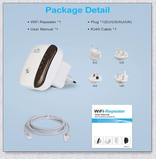 Wifi Repeater Wifi Extender 300Mbps - Compact, Powerful Device to Boost Home WiFi Coverage