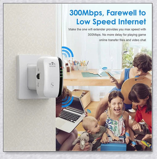 Wifi Repeater Wifi Extender 300Mbps - Compact, Powerful Device to Boost Home WiFi Coverage
