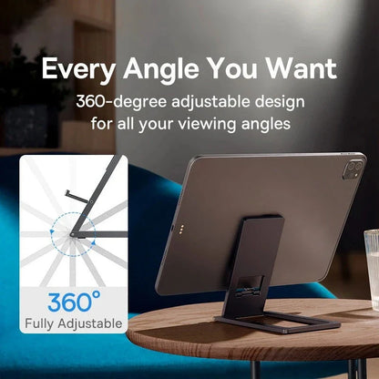 Aluminium Foldable Desktop Tablet and Laptop Stand with Adjustable Angles and Sleek Design
