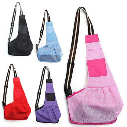 Breathable mesh pet carrier with adjustable shoulder strap, available in multiple colours