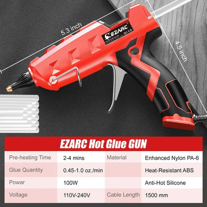 A heavy-duty 100W hot melt glue gun kit with 20 glue sticks, designed for DIY and crafting projects in the United Kingdom.
