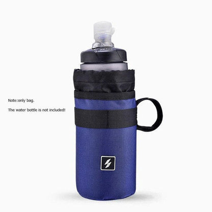 Grey Handlebar Water Bottle Bag with adjustable straps for secure cycling hydration