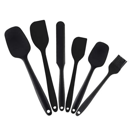 A set of 6 premium quality pink silicone baking tools, including spatulas, whisks, and other essential baking accessories