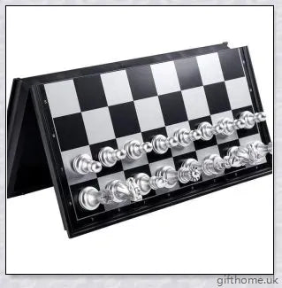Classic chess set with premium gold and silver chessboard, featuring durable HIPS plastic pieces and convenient storage compartments