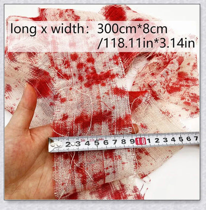 Realistic-looking Hallowick 3M Bloody Cloth Strips for creating spooky Halloween decor and ambiance