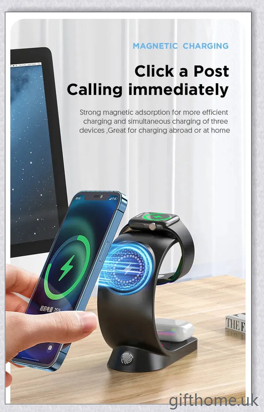 4-in-1 Magnetic Wireless Charger with fast charging, RGB lighting, and foreign object detection for smart devices