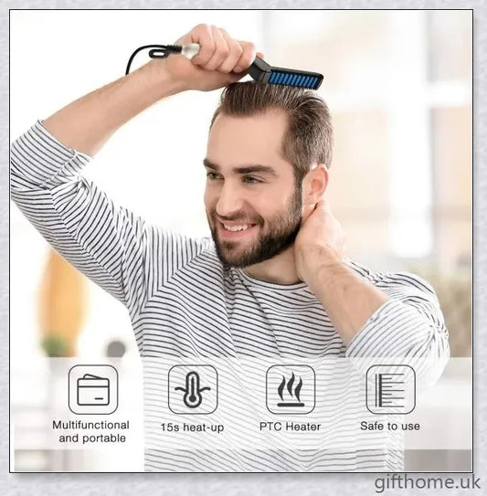InsBeard Beard Straightener Comb with heated bristles for straightening and styling facial hair