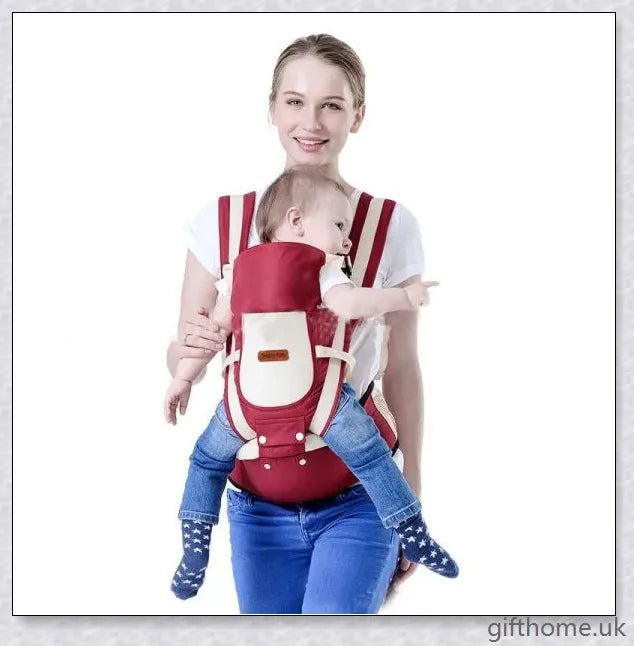 A stylish and ergonomic baby carrier in various colours, designed for comfortable and hands-free parenting