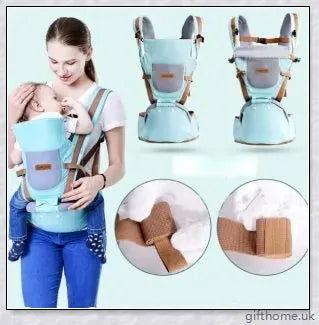 A stylish and ergonomic baby carrier in various colours, designed for comfortable and hands-free parenting