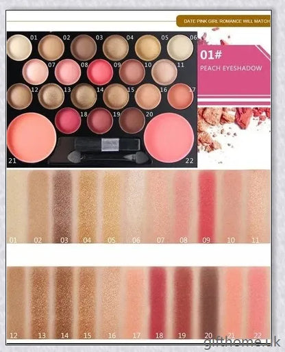 A premium 22-colour eyeshadow and glitter palette set with a wide range of shades for flawless, long-lasting makeup looks