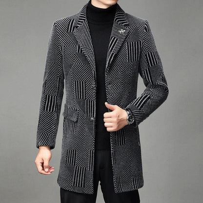 Men's windbreaker coat with striped pattern in various colour options, perfect for autumn and winter weather in the UK.