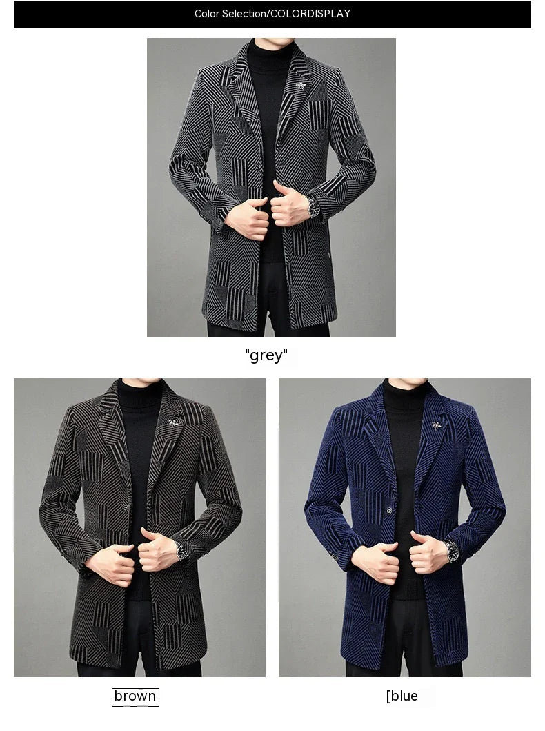 Men's windbreaker coat with striped pattern in various colour options, perfect for autumn and winter weather in the UK.