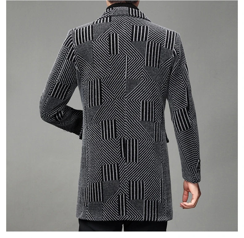 Men's windbreaker coat with striped pattern in various colour options, perfect for autumn and winter weather in the UK.