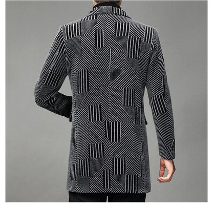 Men's windbreaker coat with striped pattern in various colour options, perfect for autumn and winter weather in the UK.
