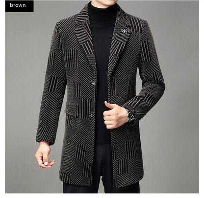 Men's windbreaker coat with striped pattern in various colour options, perfect for autumn and winter weather in the UK.