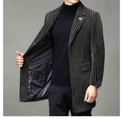 Men's windbreaker coat with striped pattern in various colour options, perfect for autumn and winter weather in the UK.