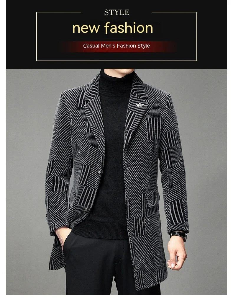 Men's windbreaker coat with striped pattern in various colour options, perfect for autumn and winter weather in the UK.