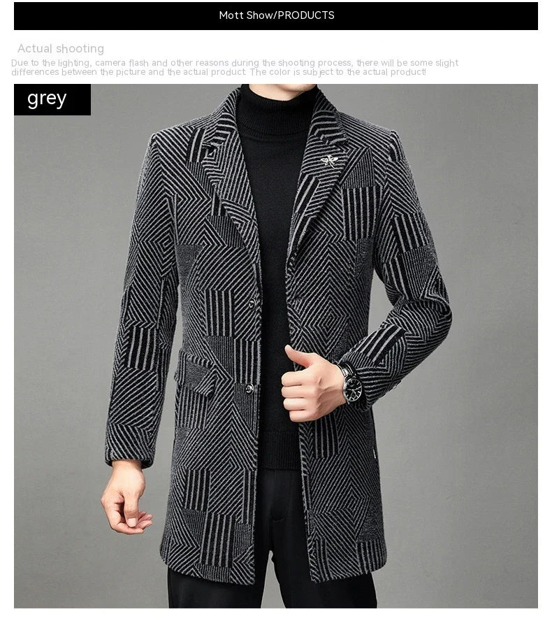Men's windbreaker coat with striped pattern in various colour options, perfect for autumn and winter weather in the UK.