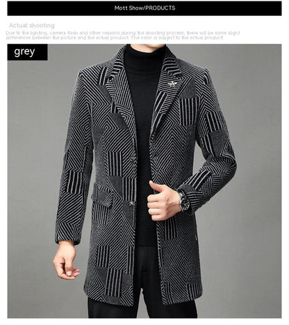 Men's windbreaker coat with striped pattern in various colour options, perfect for autumn and winter weather in the UK.