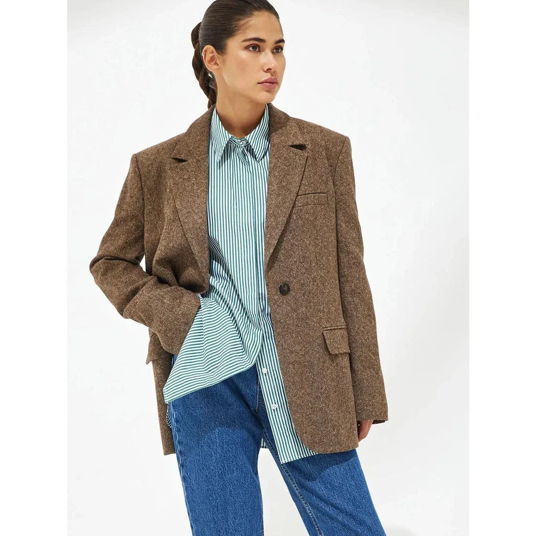 Autumn Chic Casual Striped Cotton Blouse with Lace-Up Detail - Comfortable and Stylish British Fashion