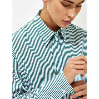 Autumn Chic Casual Striped Cotton Blouse with Lace-Up Detail - Comfortable and Stylish British Fashion