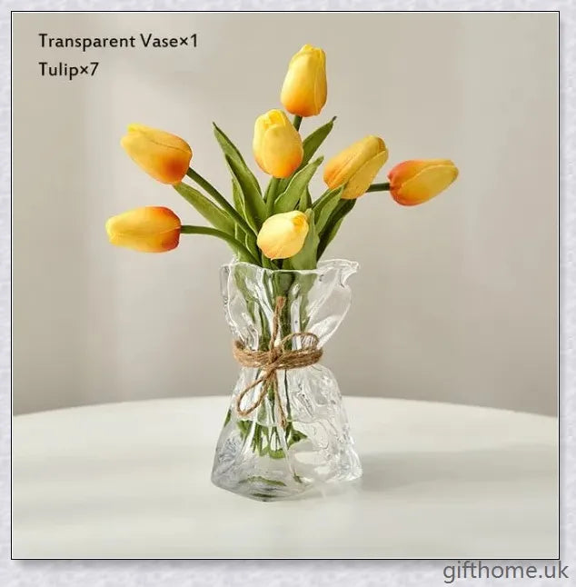 Premium glass vase with a mesmerising swirl pattern, perfect for displaying dried flower arrangements