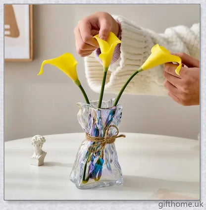 Premium glass vase with a mesmerising swirl pattern, perfect for displaying dried flower arrangements