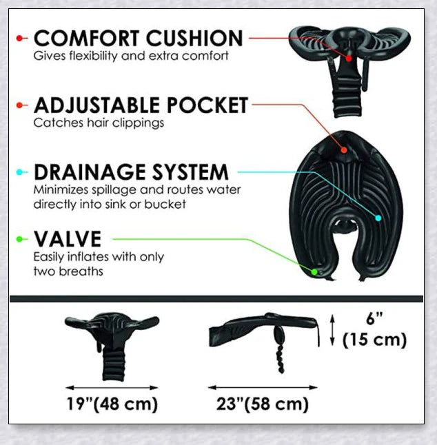 Portable Inflatable Hair Wash Tray - mobile hair shampoo and wash basin for easy, mess-free hair washing anywhere