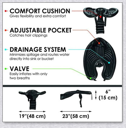 Portable Inflatable Hair Wash Tray - mobile hair shampoo and wash basin for easy, mess-free hair washing anywhere