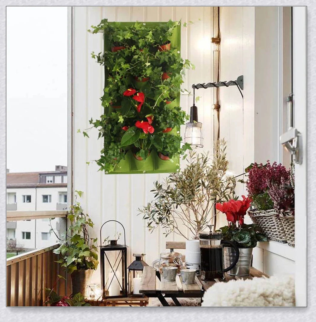 Vertical Garden Pocket Panels for growing herbs, flowers, and small vegetables on walls and fences