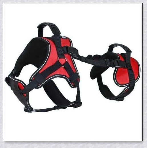 Multi-functional full body lifting dog harness with long handles for upright support and customisable front, rear, or full-body options