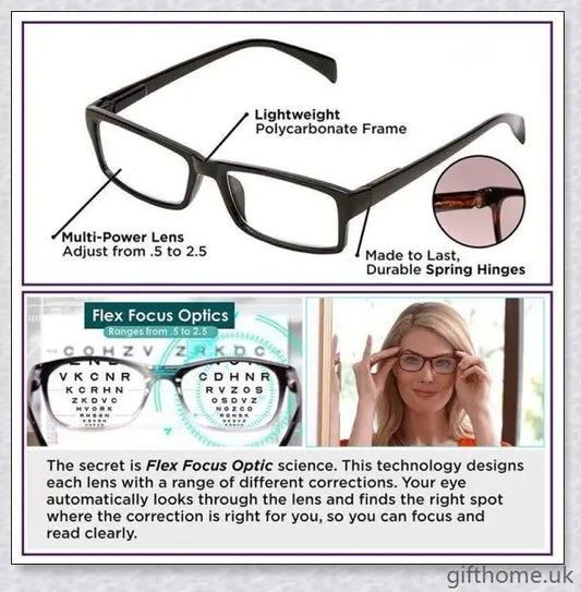 Premium Adjustable Multi-Focus Eyeglasses for clear, high-definition vision without the need for prescriptions