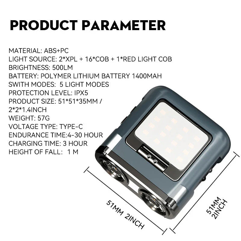 Headlamp Type-C Rechargeable Headlight - Powerful Illumination for Outdoor Exploration