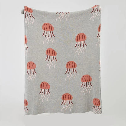 Cosy and stylish Kawaii jellyfish pattern cotton knitted blanket for home and outdoor use