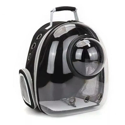 Luxury Cat Space Capsule Backpack in yellow, a transparent pet carrier for stylish outings and travel